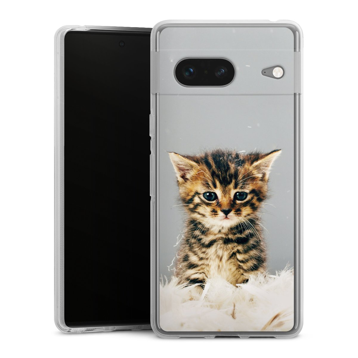 Google Pixel 7 Handy Silikon Hülle Case transparent Handyhülle Cat Feather Pet Silikon Case