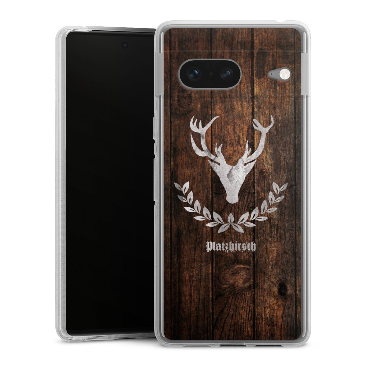 Google Pixel 7 Handy Silikon Hülle Case transparent Handyhülle Deer Wood Wooden Look Silikon Case