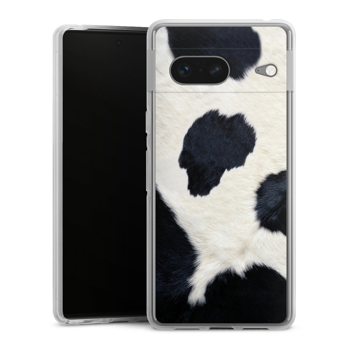 Google Pixel 7 Handy Silikon Hülle Case transparent Handyhülle Animal Look Animal Print Cow Skin Silikon Case