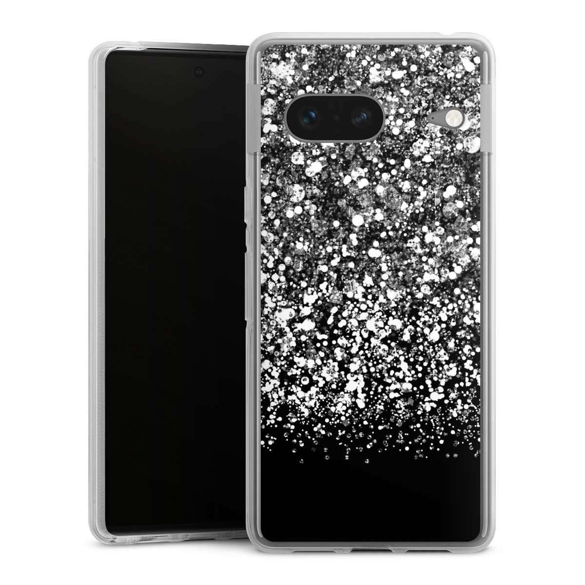 Google Pixel 7 Handy Silikon Hülle Case transparent Handyhülle Glitzer Snowflake Muster Silikon Case