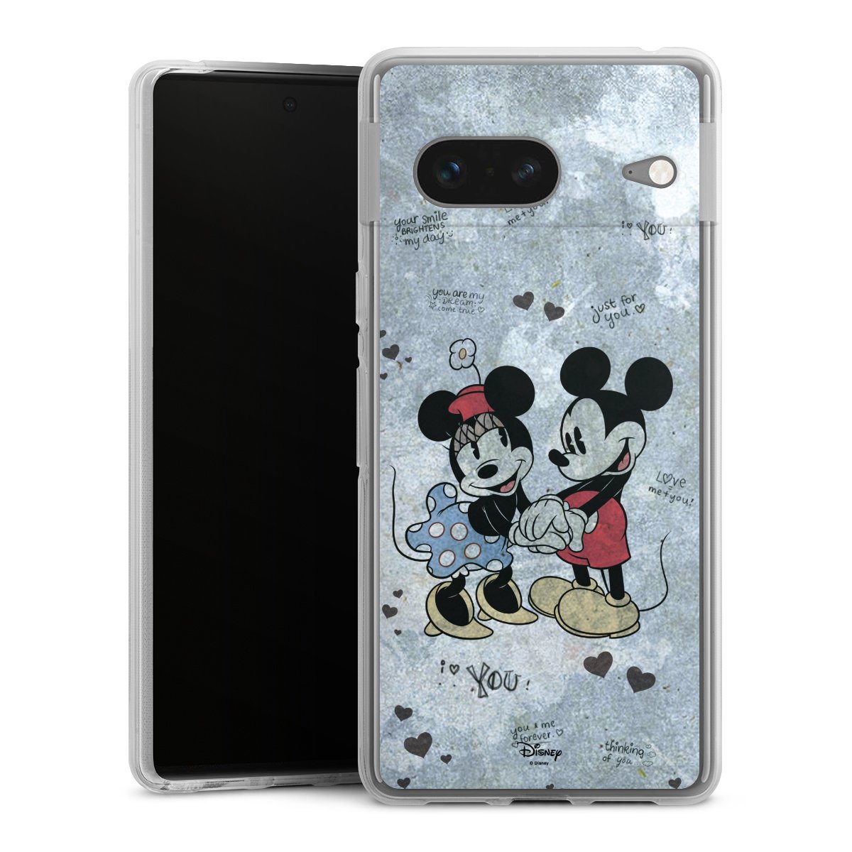 Google Pixel 7 Handy Silikon Hülle Case transparent Handyhülle Mickey & Minnie Mouse Vintage Disney Silikon Case