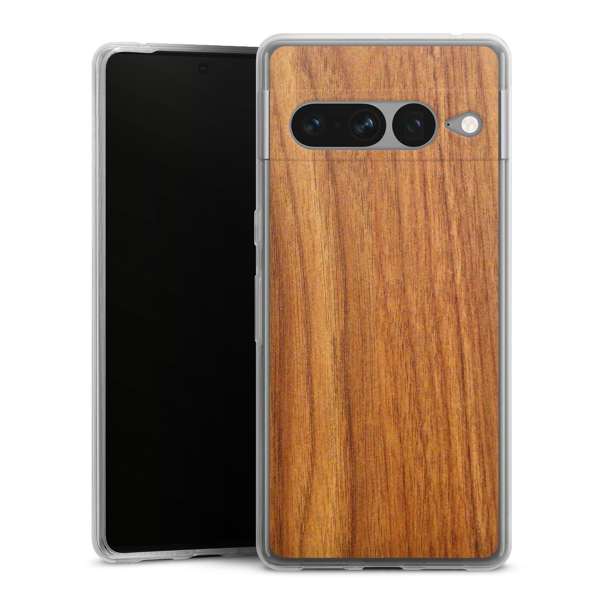 Google Pixel 7 Pro Handy Silikon Hülle Case transparent Handyhülle Wood Larch Wooden Look Silikon Case