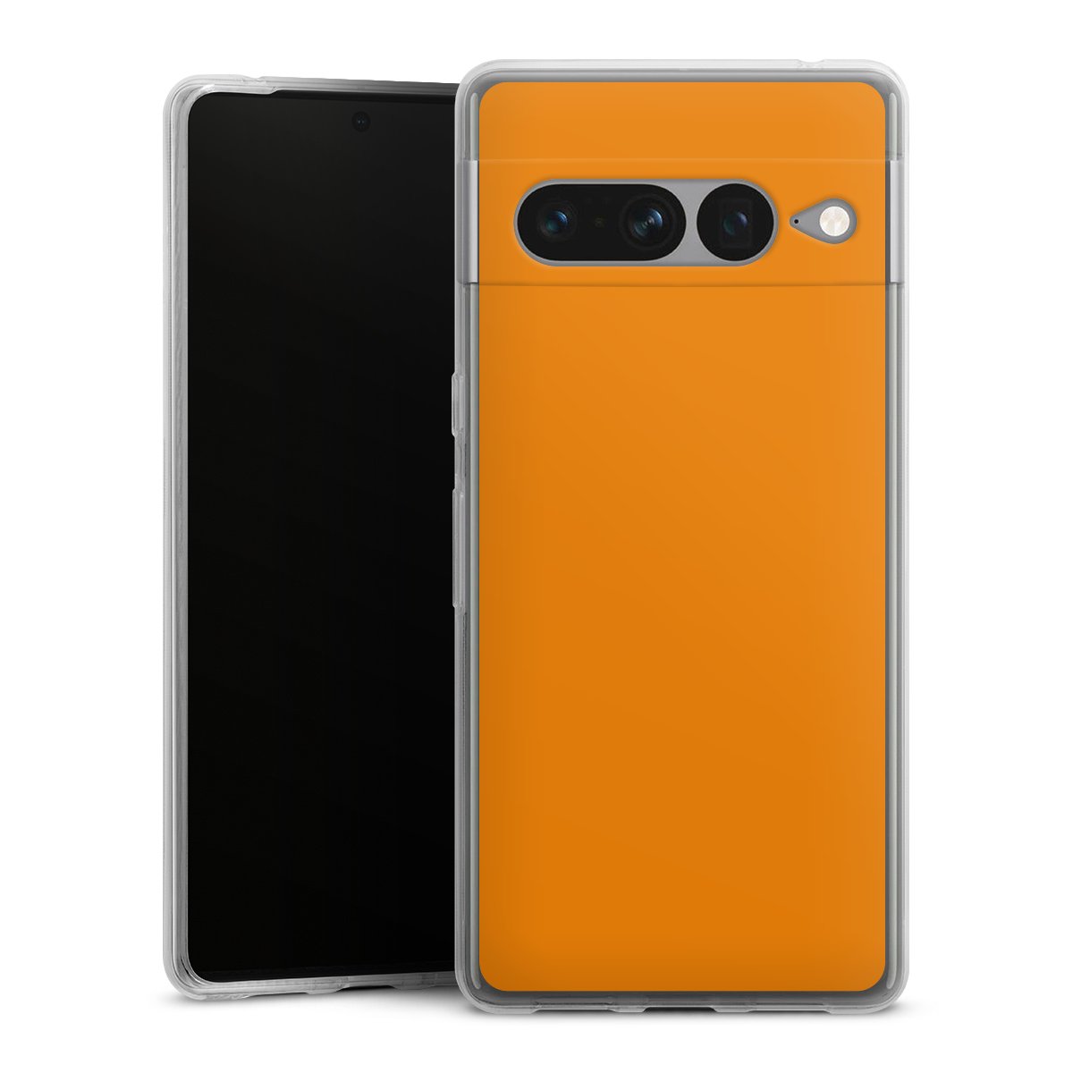 Google Pixel 7 Pro Handy Silikon Hülle Case transparent Handyhülle Unicoloured Colour Orange Silikon Case