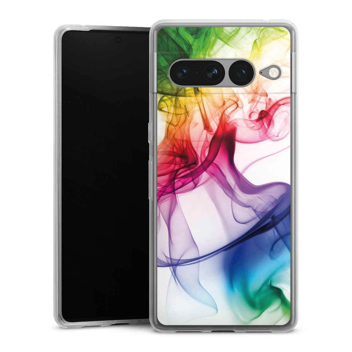 Google Pixel 7 Pro Handy Silikon Hülle Case transparent Handyhülle Water Colour Rainbow Silikon Case