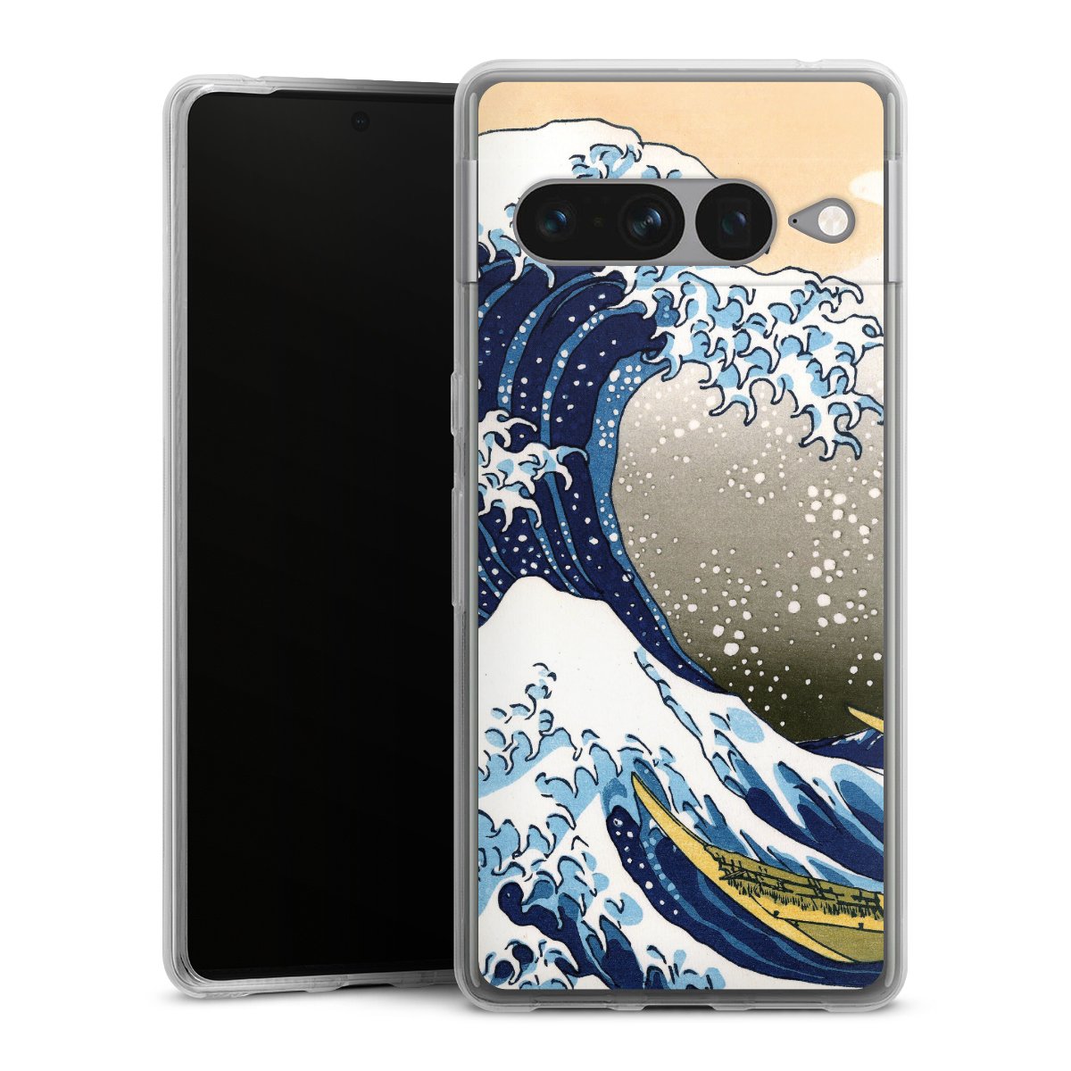 Google Pixel 7 Pro Handy Silikon Hülle Case transparent Handyhülle Kunst Katsushika Hokusai Die Große Welle Vor Kanagawa Silikon Case