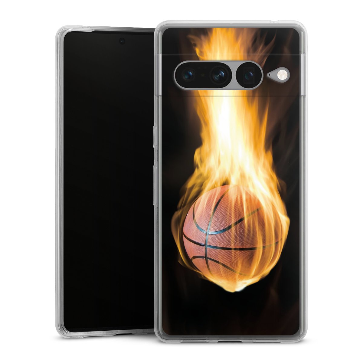 Google Pixel 7 Pro Handy Silikon Hülle Case transparent Handyhülle Basketball Sports Fire Silikon Case