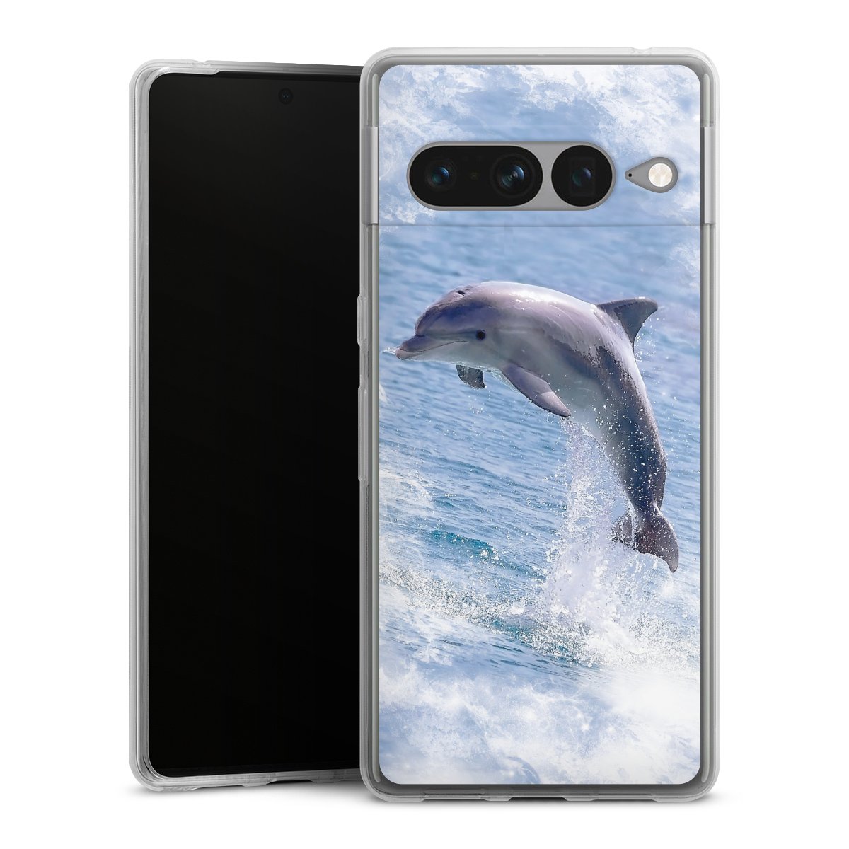 Google Pixel 7 Pro Handy Silikon Hülle Case transparent Handyhülle Dolphin Ocean Wale Silikon Case