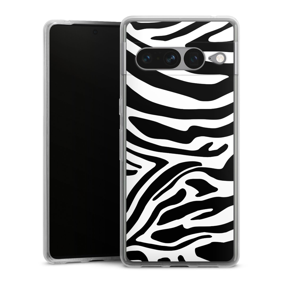 Google Pixel 7 Pro Handy Silikon Hülle Case transparent Handyhülle Zebra Animal Look Animal Print Silikon Case