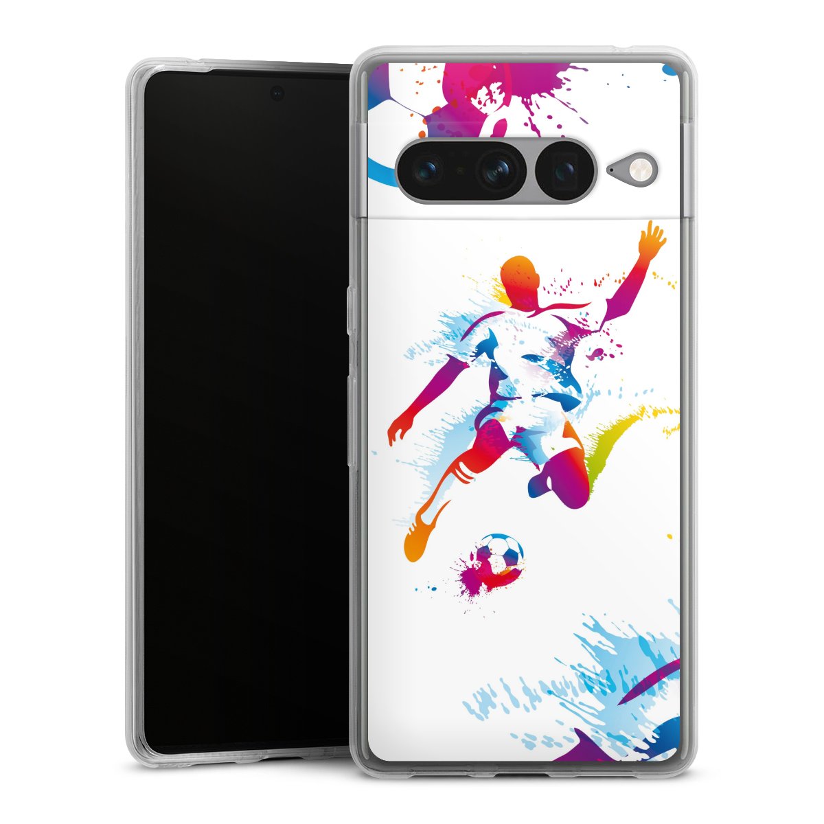 Google Pixel 7 Pro Handy Silikon Hülle Case transparent Handyhülle Sports Soccer Muster Silikon Case