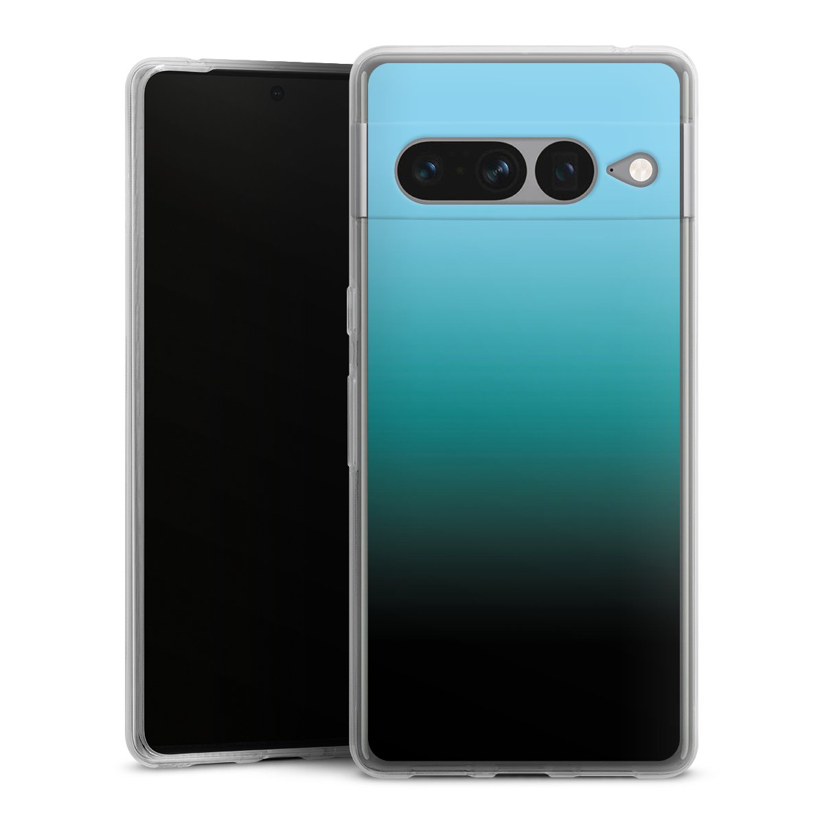 Google Pixel 7 Pro Handy Silikon Hülle Case transparent Handyhülle Ombre Two-Tone Black Silikon Case