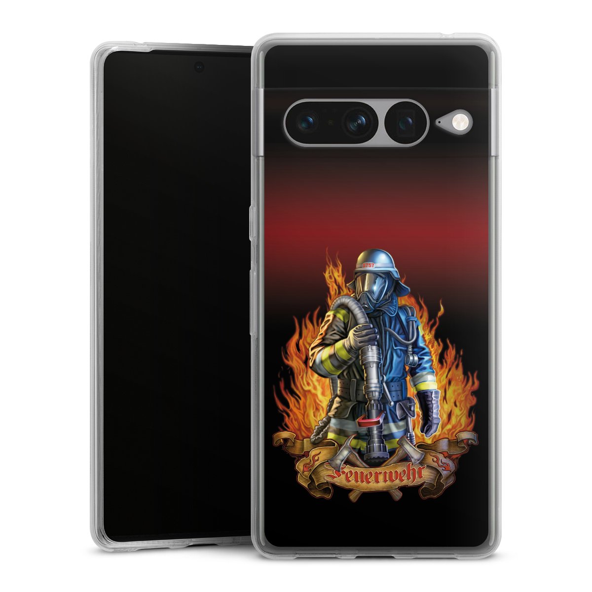 Google Pixel 7 Pro Handy Silikon Hülle Case transparent Handyhülle Job Fire Fighter Fire Fighters Silikon Case