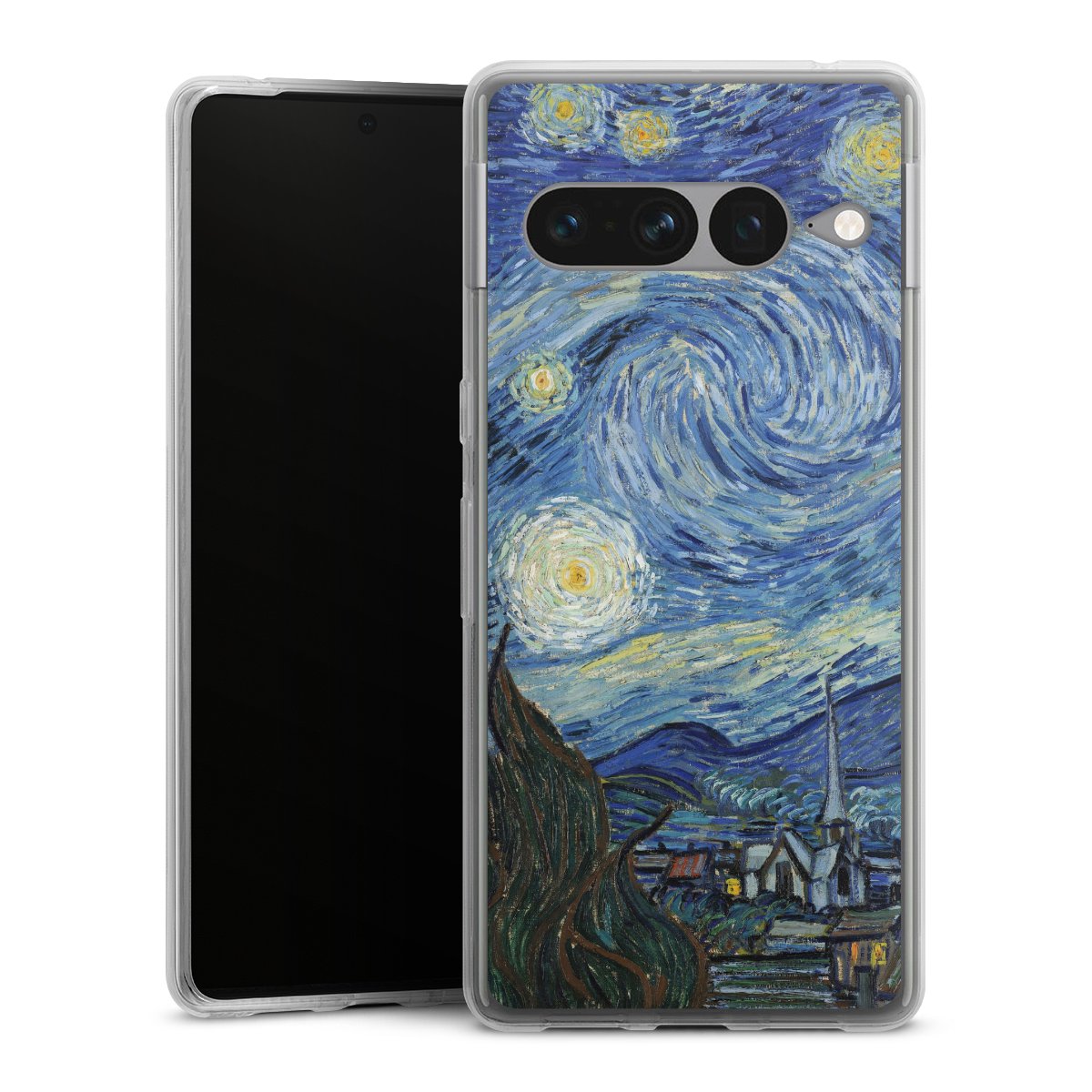 Google Pixel 7 Pro Handy Silikon Hülle Case transparent Handyhülle The Starry Night Kunst Vincent Van Gogh Silikon Case