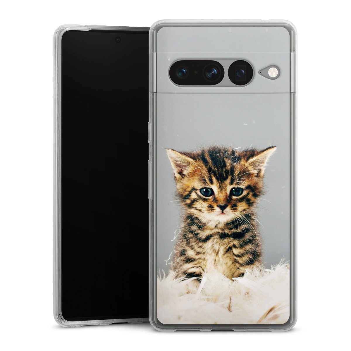 Google Pixel 7 Pro Handy Silikon Hülle Case transparent Handyhülle Cat Feather Pet Silikon Case