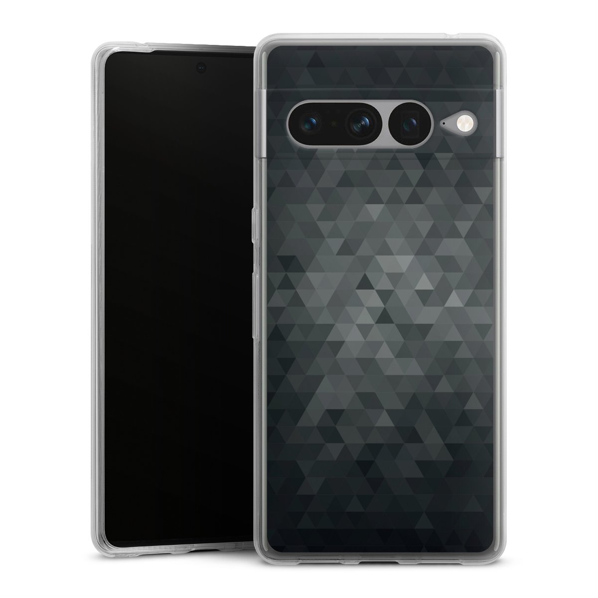 Google Pixel 7 Pro Handy Silikon Hülle Case transparent Handyhülle Black Triangle Muster Silikon Case