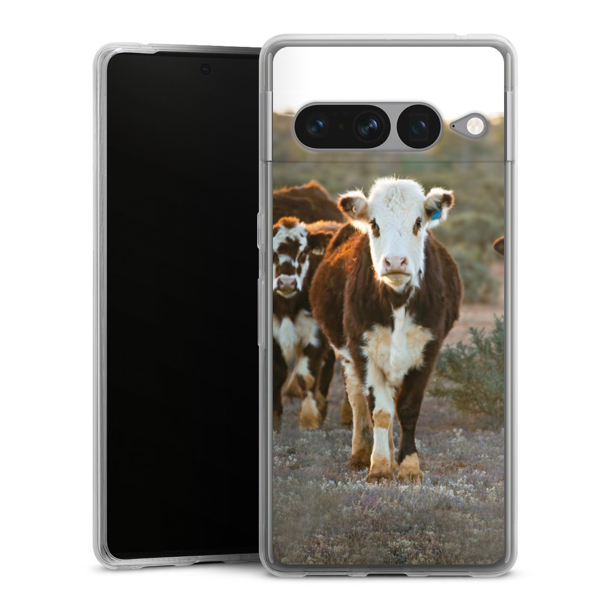 Google Pixel 7 Pro Handy Silikon Hülle Case transparent Handyhülle Cow Farmer Calf Silikon Case