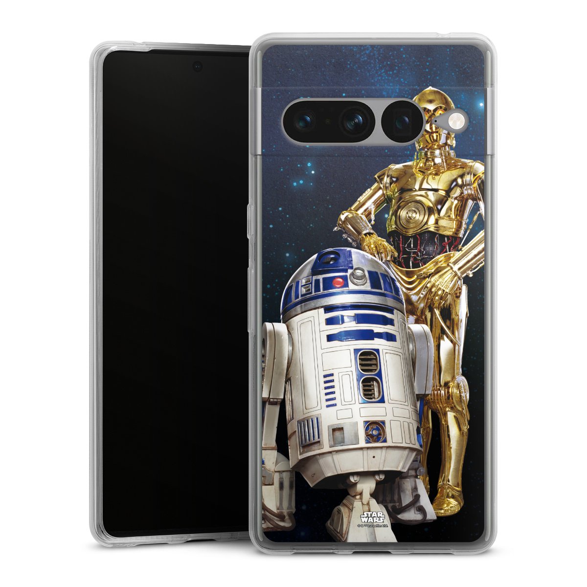 Google Pixel 7 Pro Handy Silikon Hülle Case transparent Handyhülle Weltall Star Wars R2d2 Silikon Case