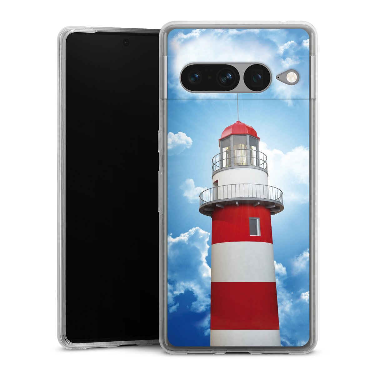 Google Pixel 7 Pro Handy Silikon Hülle Case transparent Handyhülle Lighthouse Sky Cloud Silikon Case