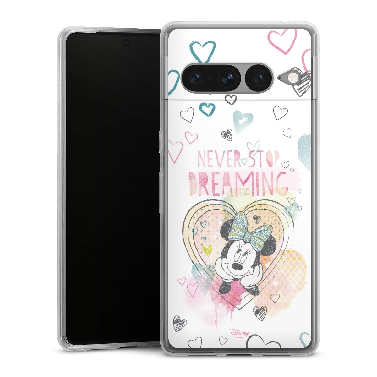 Google Pixel 7 Pro Handy Silikon Hülle Case transparent Handyhülle Disney Official Licensed Product Minnie Mouse Silikon Case