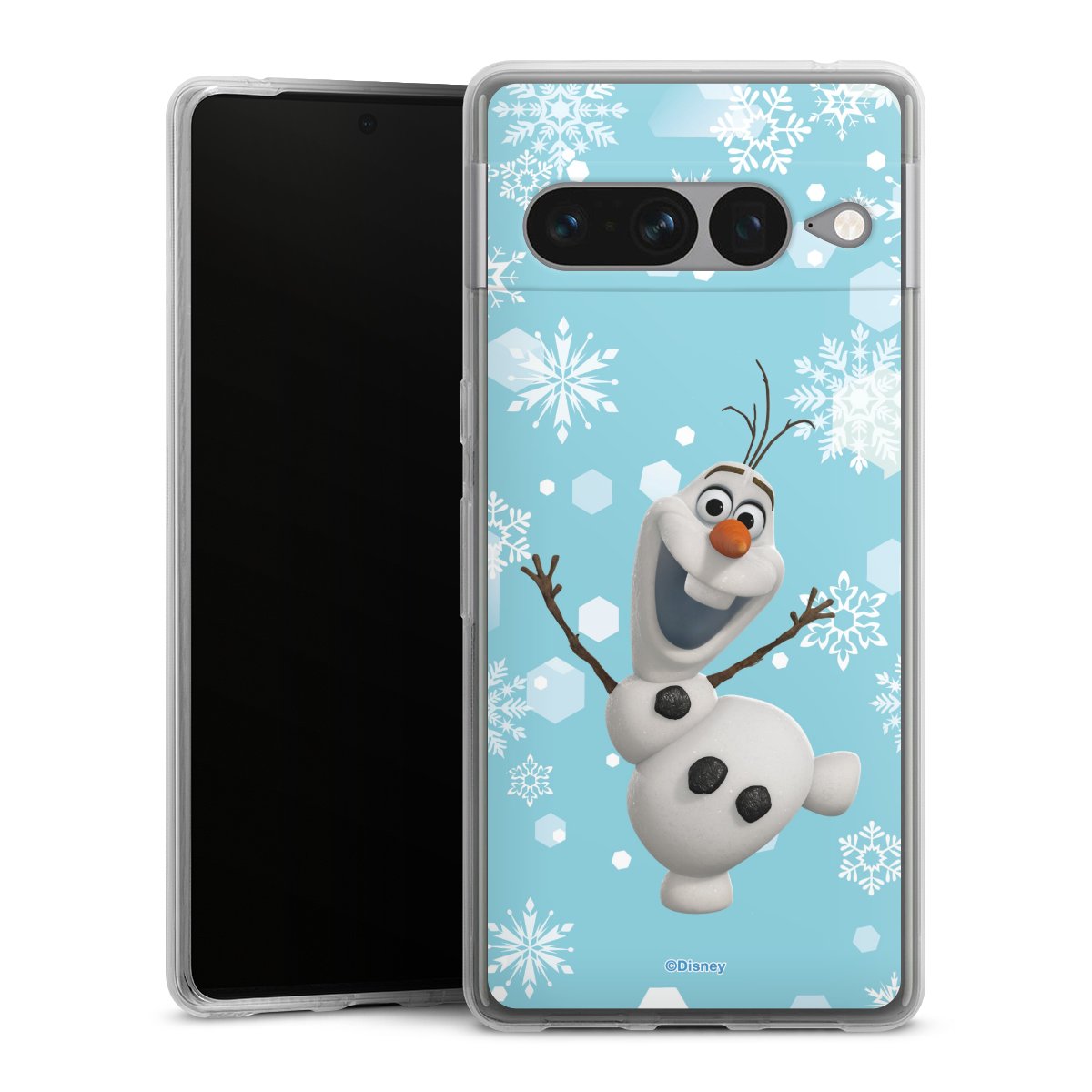 Google Pixel 7 Pro Handy Silikon Hülle Case transparent Handyhülle Disney Official Licensed Product Frozen Olaf Silikon Case