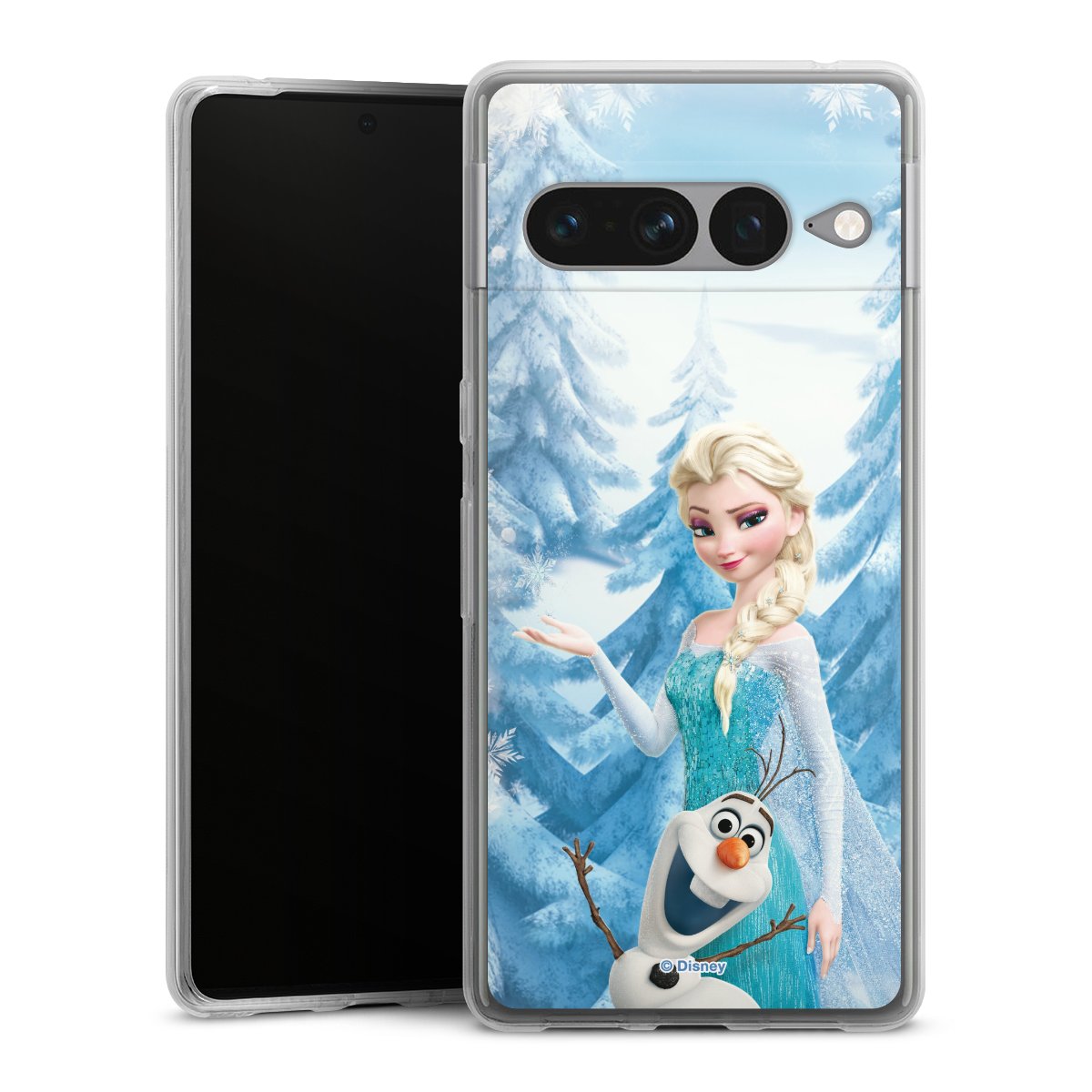 Google Pixel 7 Pro Handy Silikon Hülle Case transparent Handyhülle Official Licensed Product Frozen Elsa Disney Silikon Case