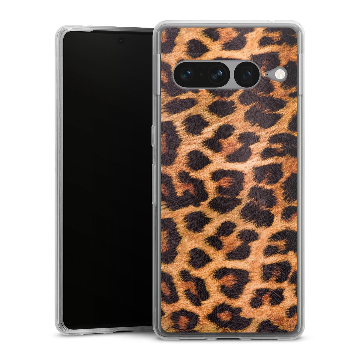 Google Pixel 7 Pro Handy Silikon Hülle Case transparent Handyhülle Animal Print Leopard Fur Silikon Case