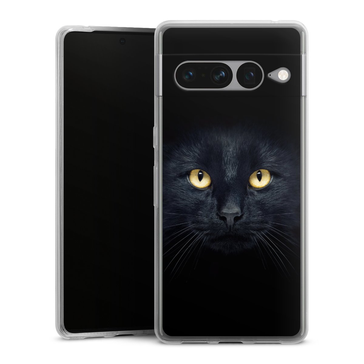 Google Pixel 7 Pro Handy Silikon Hülle Case transparent Handyhülle Eye Cat Black Silikon Case