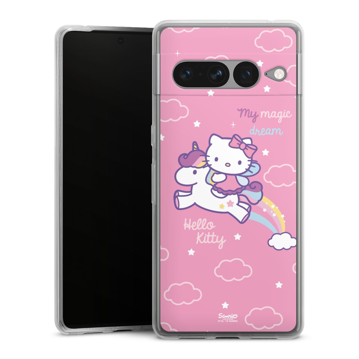 Google Pixel 7 Pro Handy Silikon Hülle Case transparent Handyhülle Einhorn Official Licensed Product Hello Kitty Silikon Case