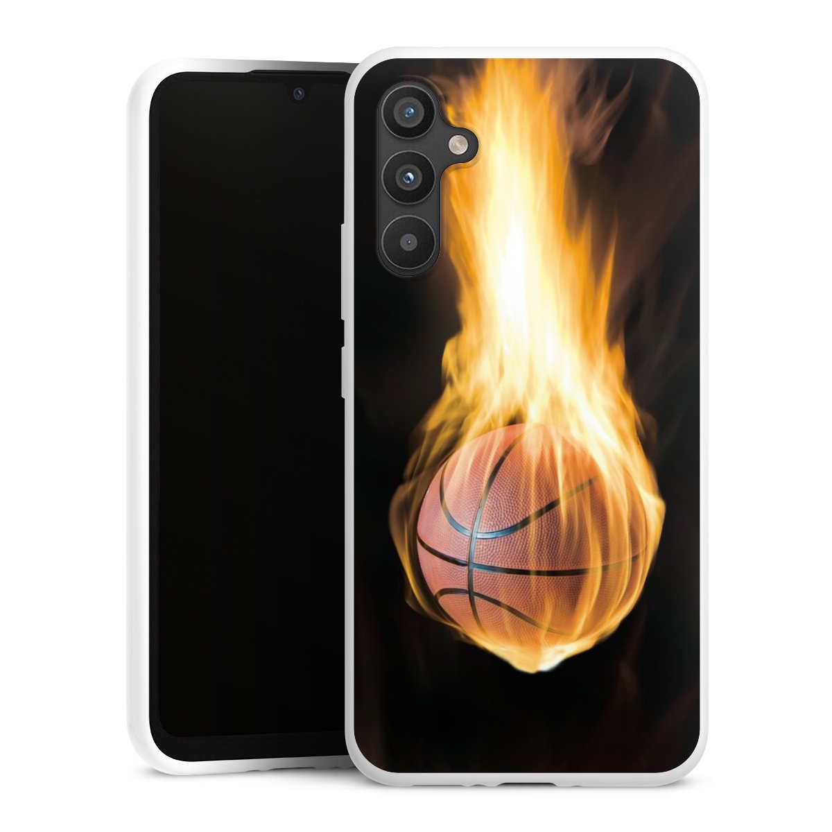 Galaxy A34 5G Handy Silikon Hülle Case weiß Handyhülle Basketball Sports Fire Silikon Case