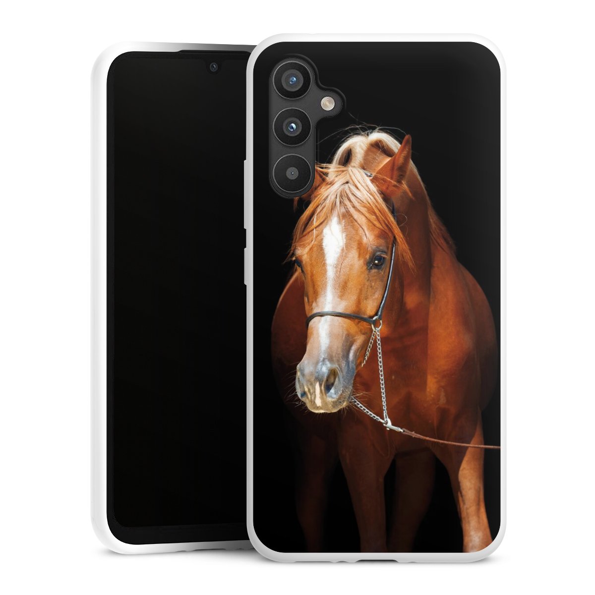 Galaxy A34 5G Handy Silikon Hülle Case weiß Handyhülle Mare Horse Hobby Silikon Case