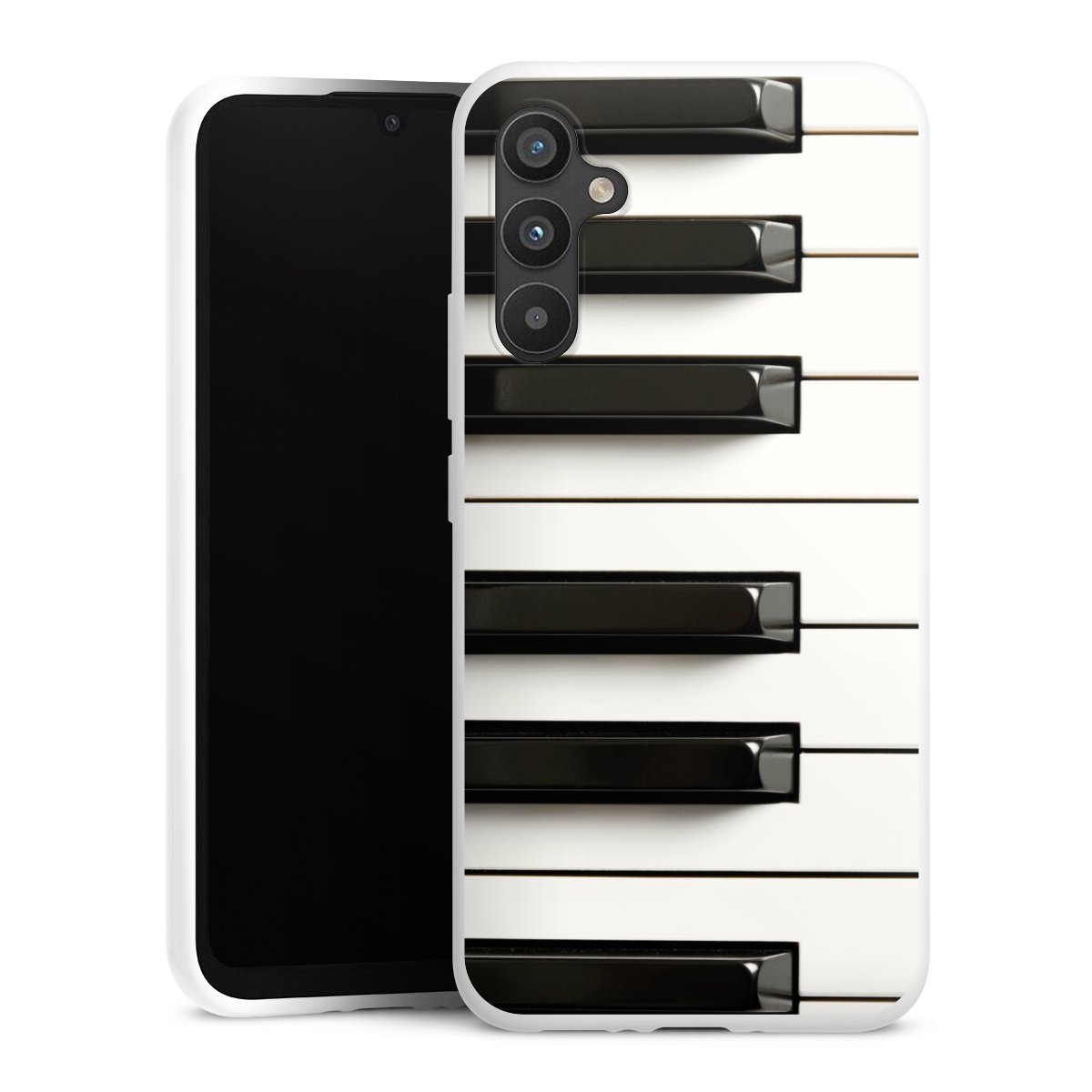 Galaxy A34 5G Handy Silikon Hülle Case weiß Handyhülle Klavier Piano Music Silikon Case