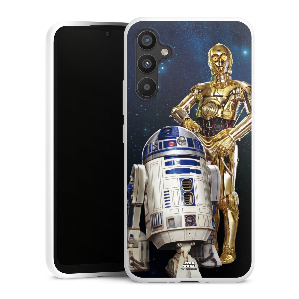 Galaxy A34 5G Handy Silikon Hülle Case weiß Handyhülle Weltall Star Wars R2d2 Silikon Case