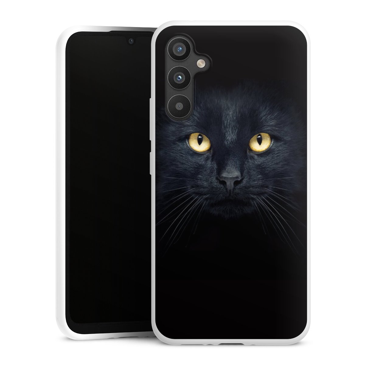 Galaxy A34 5G Handy Silikon Hülle Case weiß Handyhülle Eye Cat Black Silikon Case