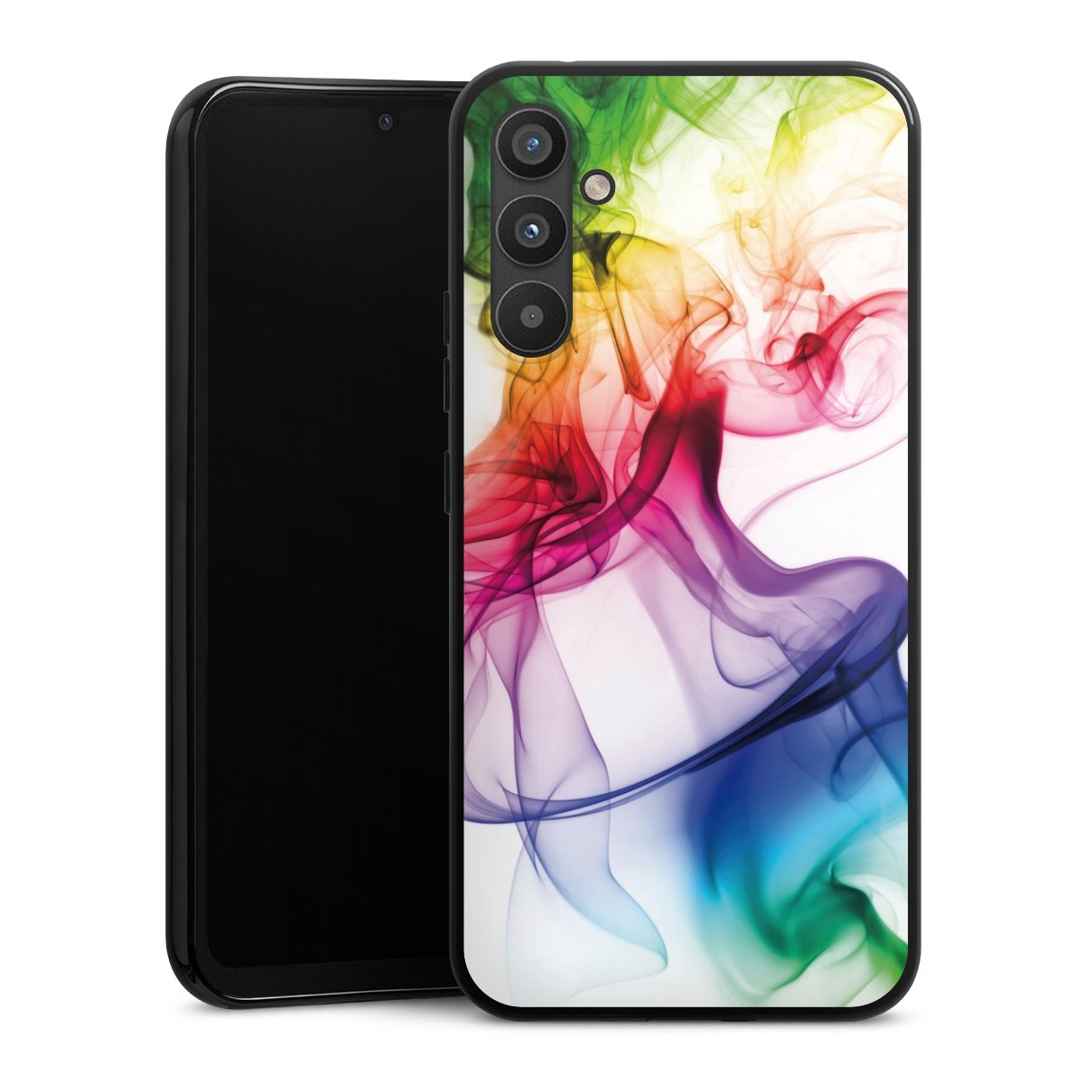 Galaxy A34 5G Handy Silikon Hülle Case schwarz Handyhülle Water Colour Rainbow