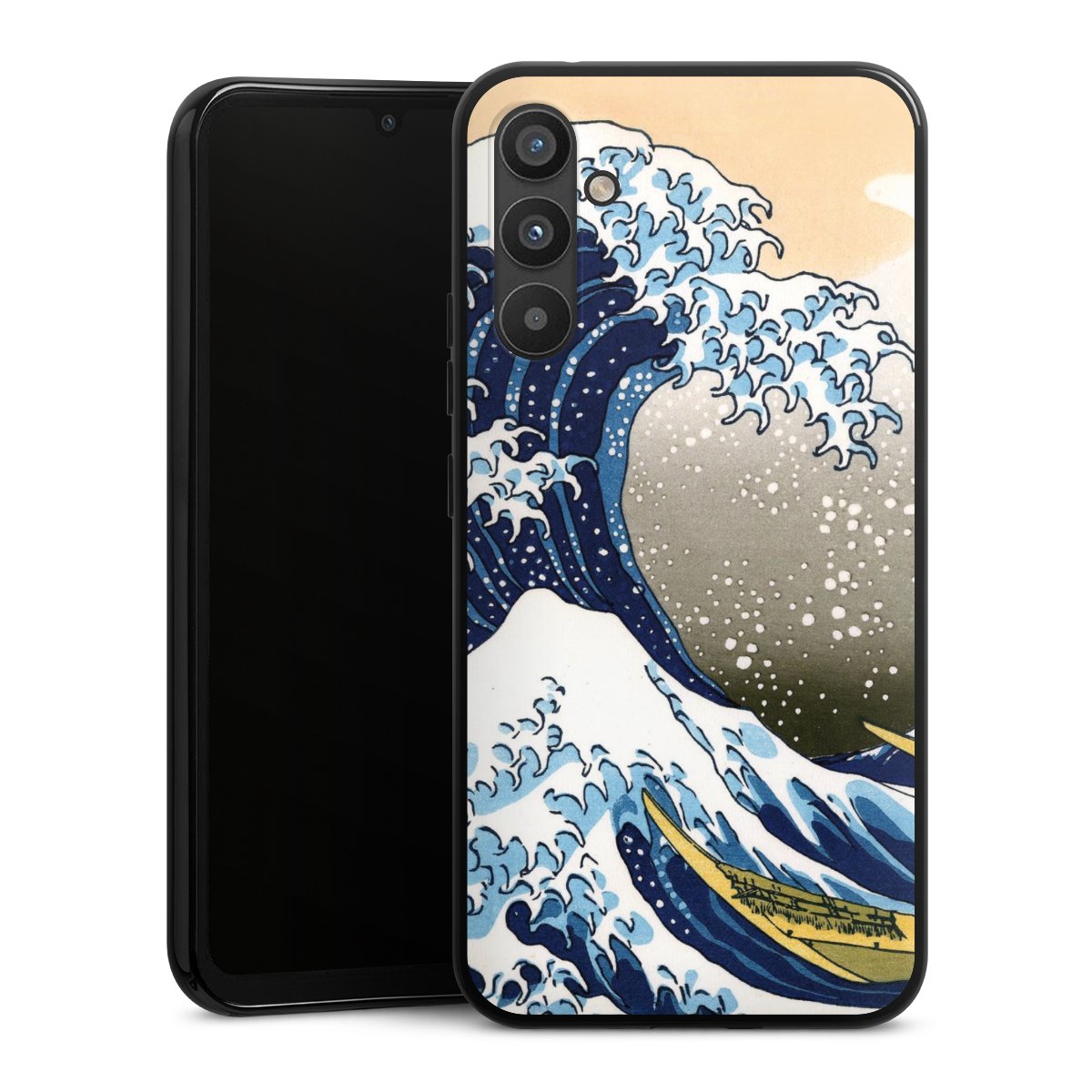 Galaxy A34 5G Handy Silikon Hülle Case schwarz Handyhülle Kunst Katsushika Hokusai Die Große Welle Vor Kanagawa