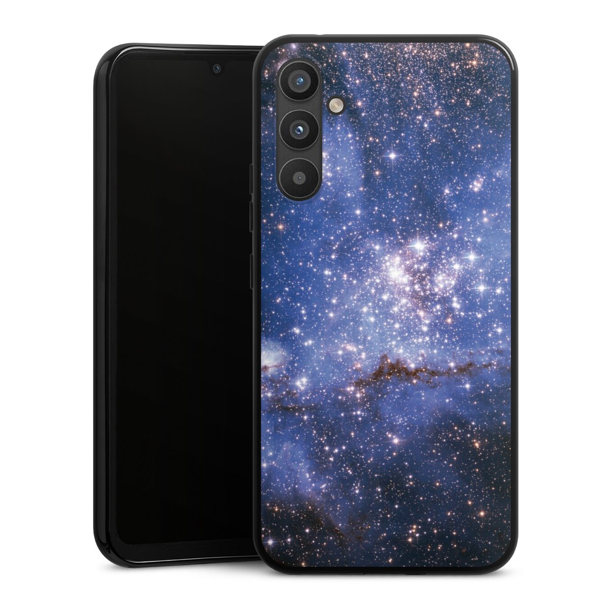 Galaxy A34 5G Handy Silikon Hülle Case schwarz Handyhülle Weltall Galaxy Weltraum