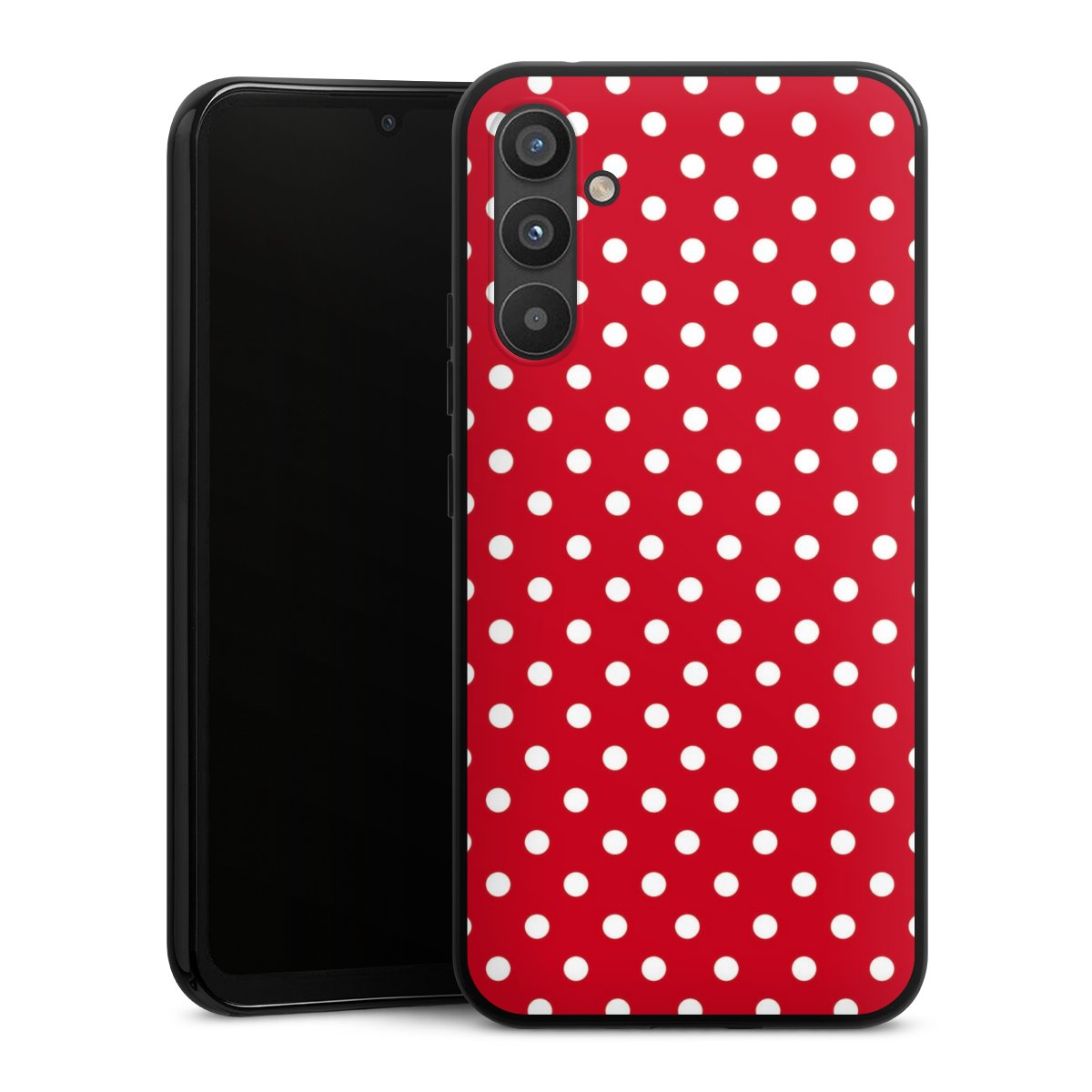 Galaxy A34 5G Handy Silikon Hülle Case schwarz Handyhülle Points Polka Dots Retro