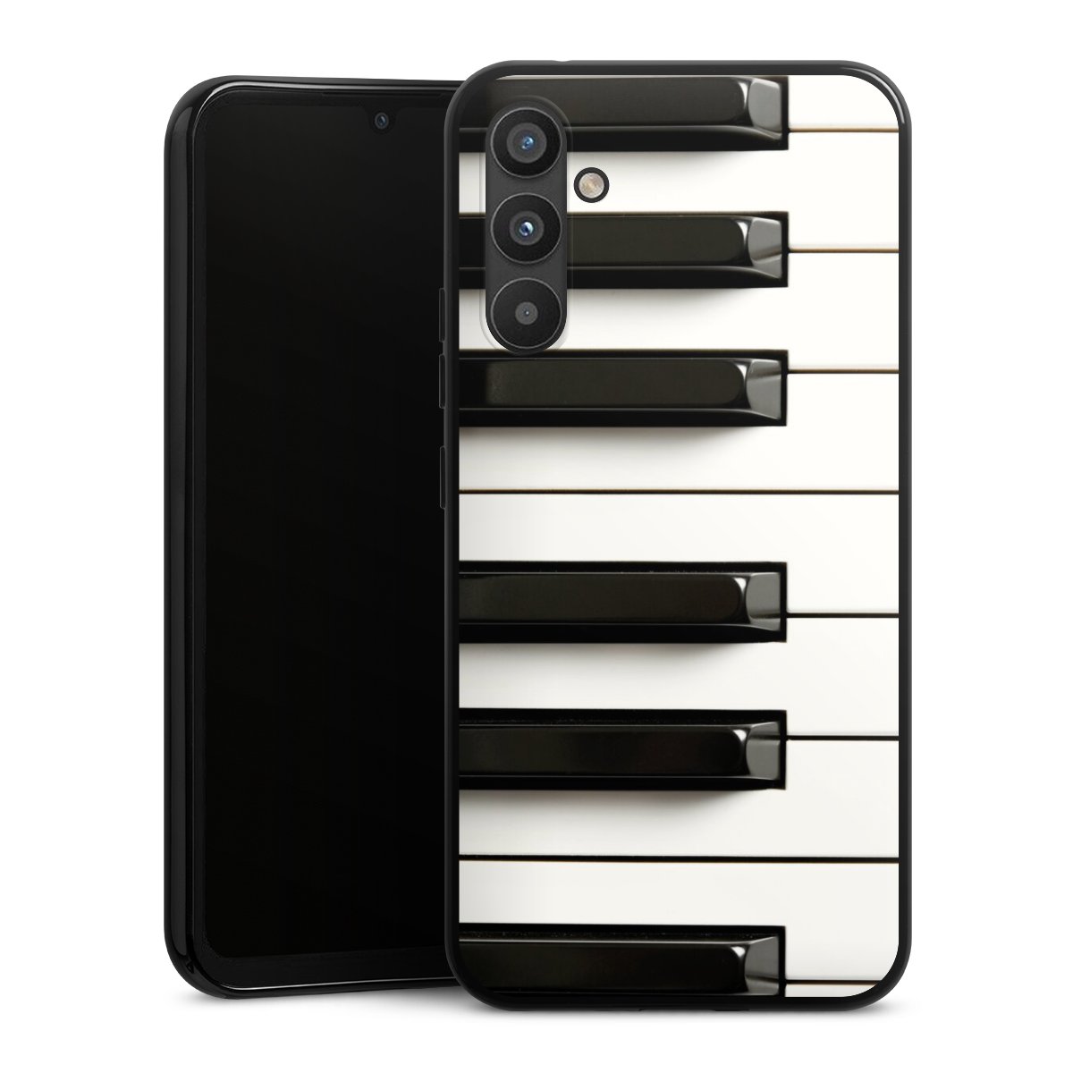 Galaxy A34 5G Handy Silikon Hülle Case schwarz Handyhülle Klavier Piano Music