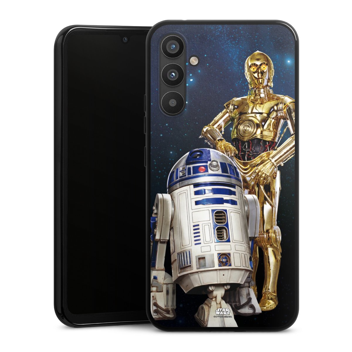 Galaxy A34 5G Handy Silikon Hülle Case schwarz Handyhülle Weltall Star Wars R2d2