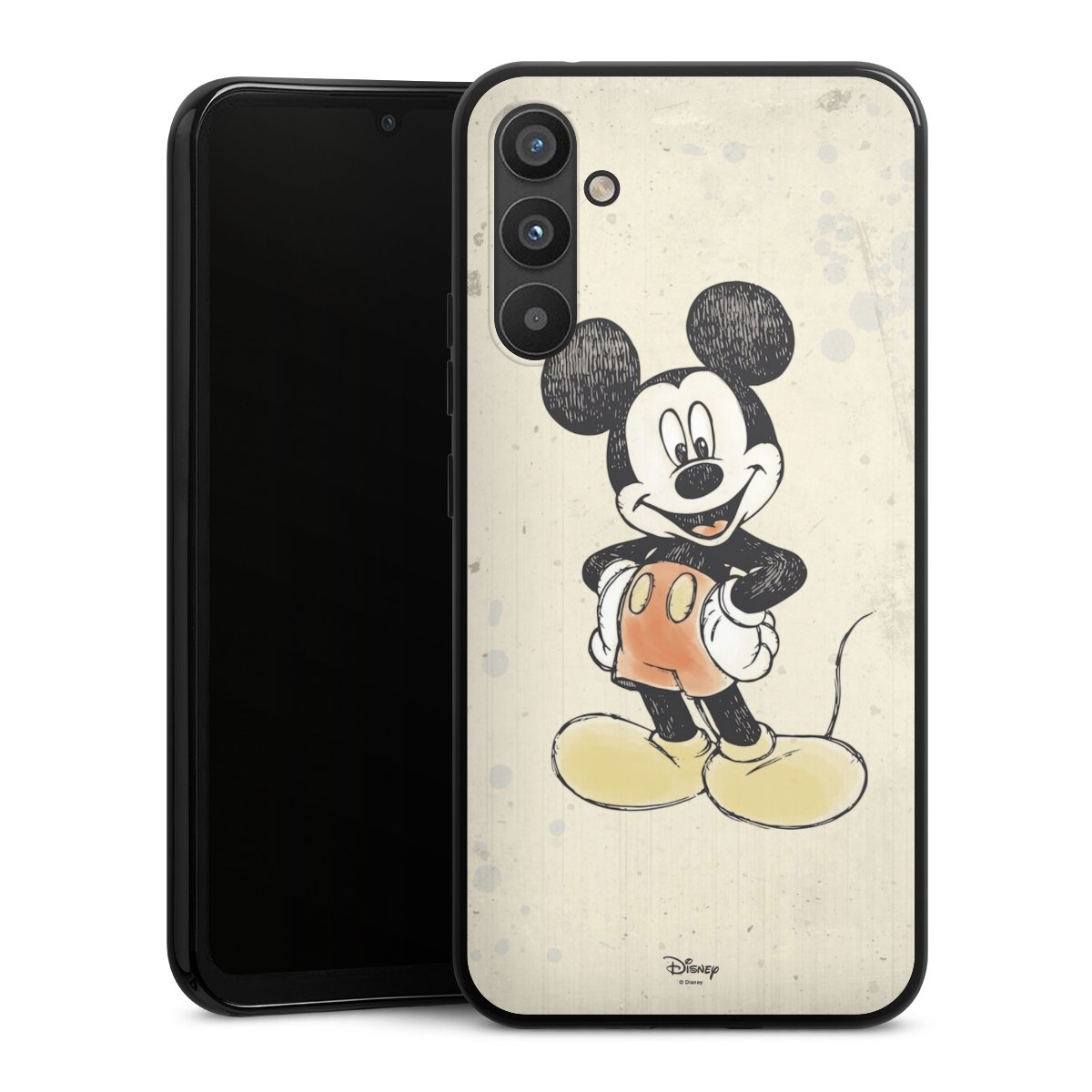 Galaxy A34 5G Handy Silikon Hülle Case schwarz Handyhülle Water Colour Mickey & Minnie Mouse Official Licensed Product