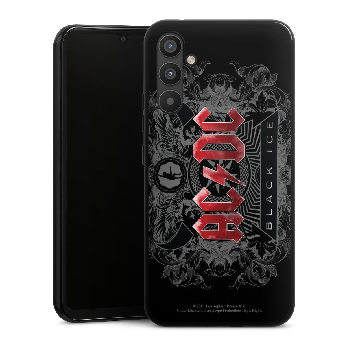 Galaxy A34 5G Handy Silikon Hülle Case schwarz Handyhülle Merchandise Black Ice Acdc