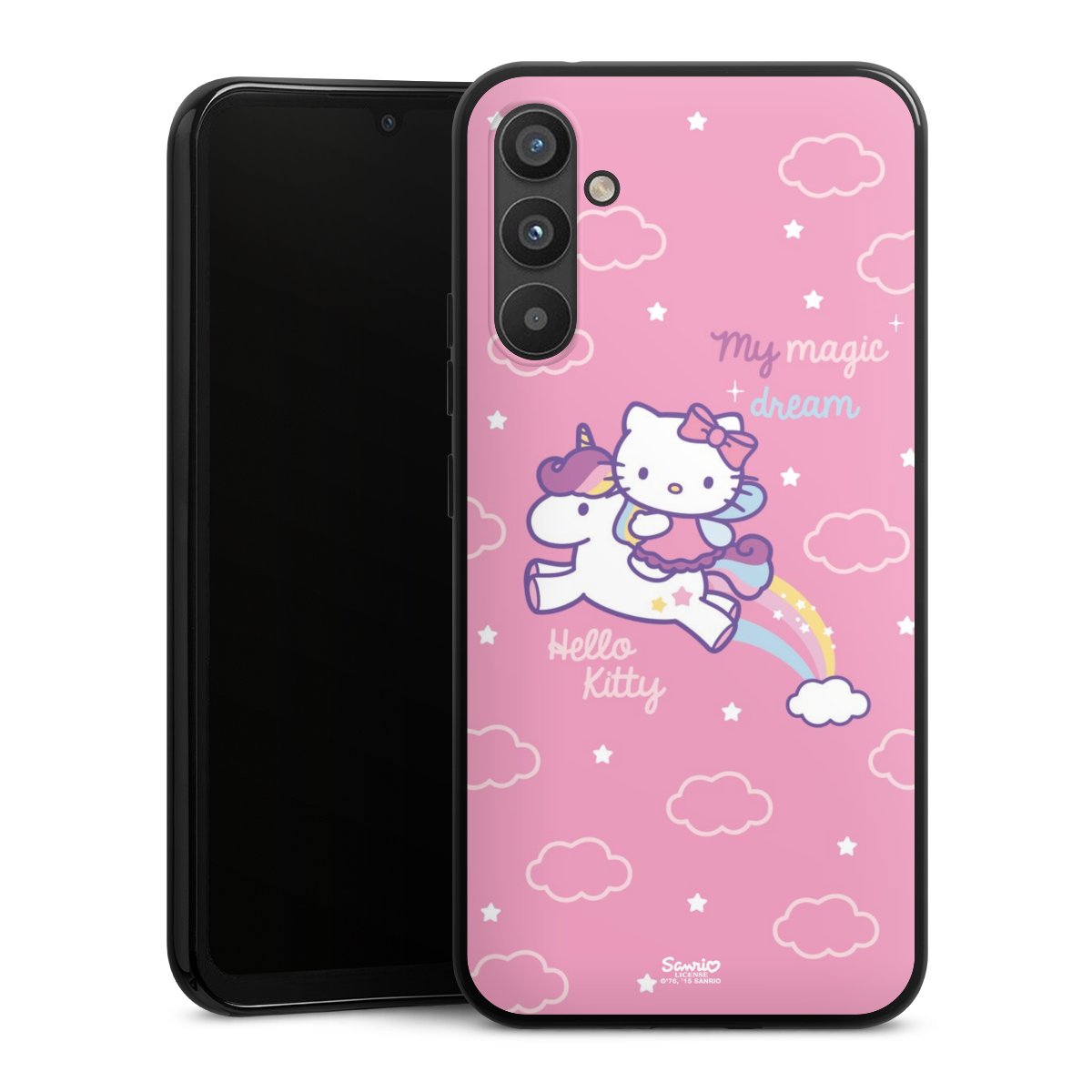 Galaxy A34 5G Handy Silikon Hülle Case schwarz Handyhülle Einhorn Official Licensed Product Hello Kitty