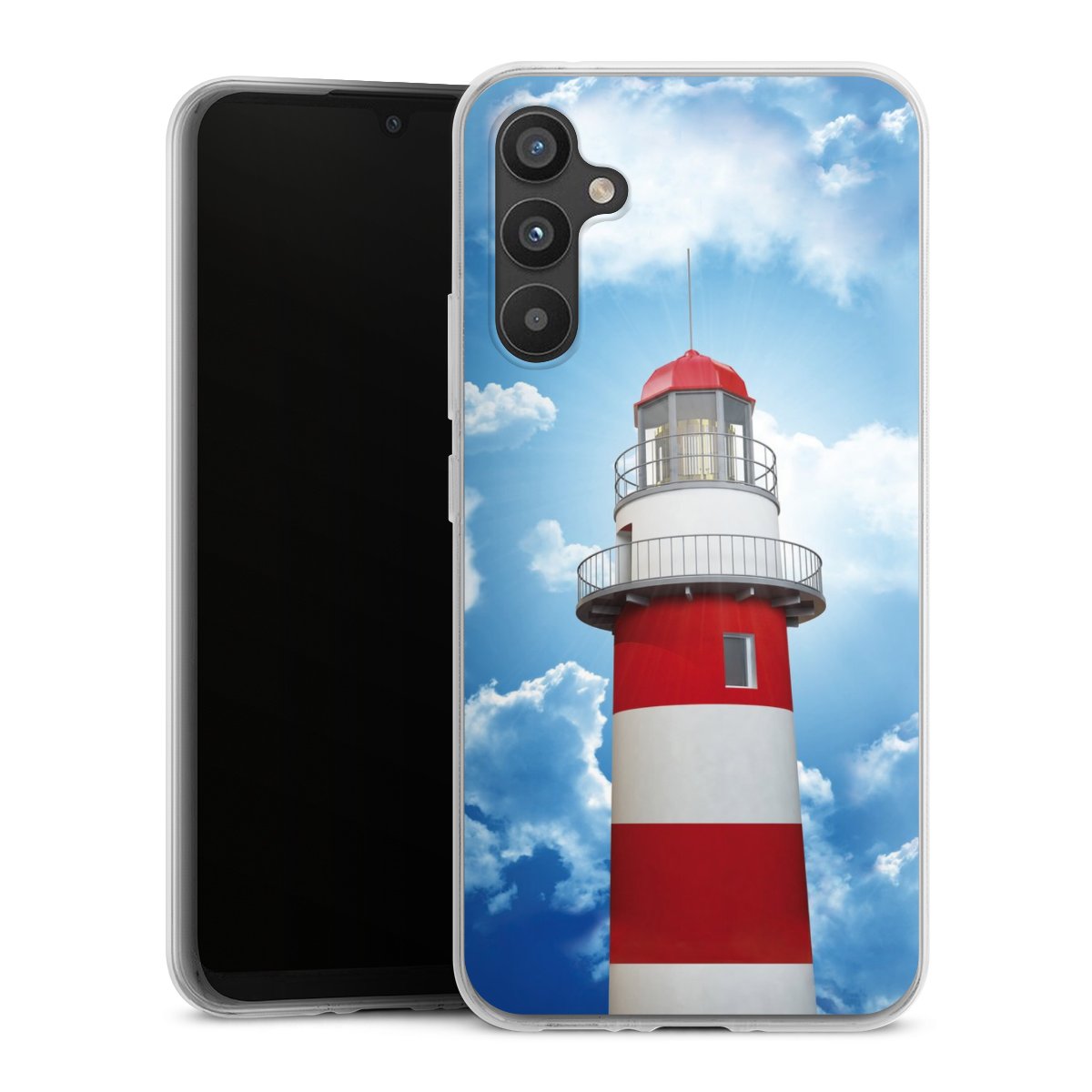 Galaxy A34 5G Handy Silikon Hülle Case transparent Handyhülle Lighthouse Sky Cloud Silikon Case