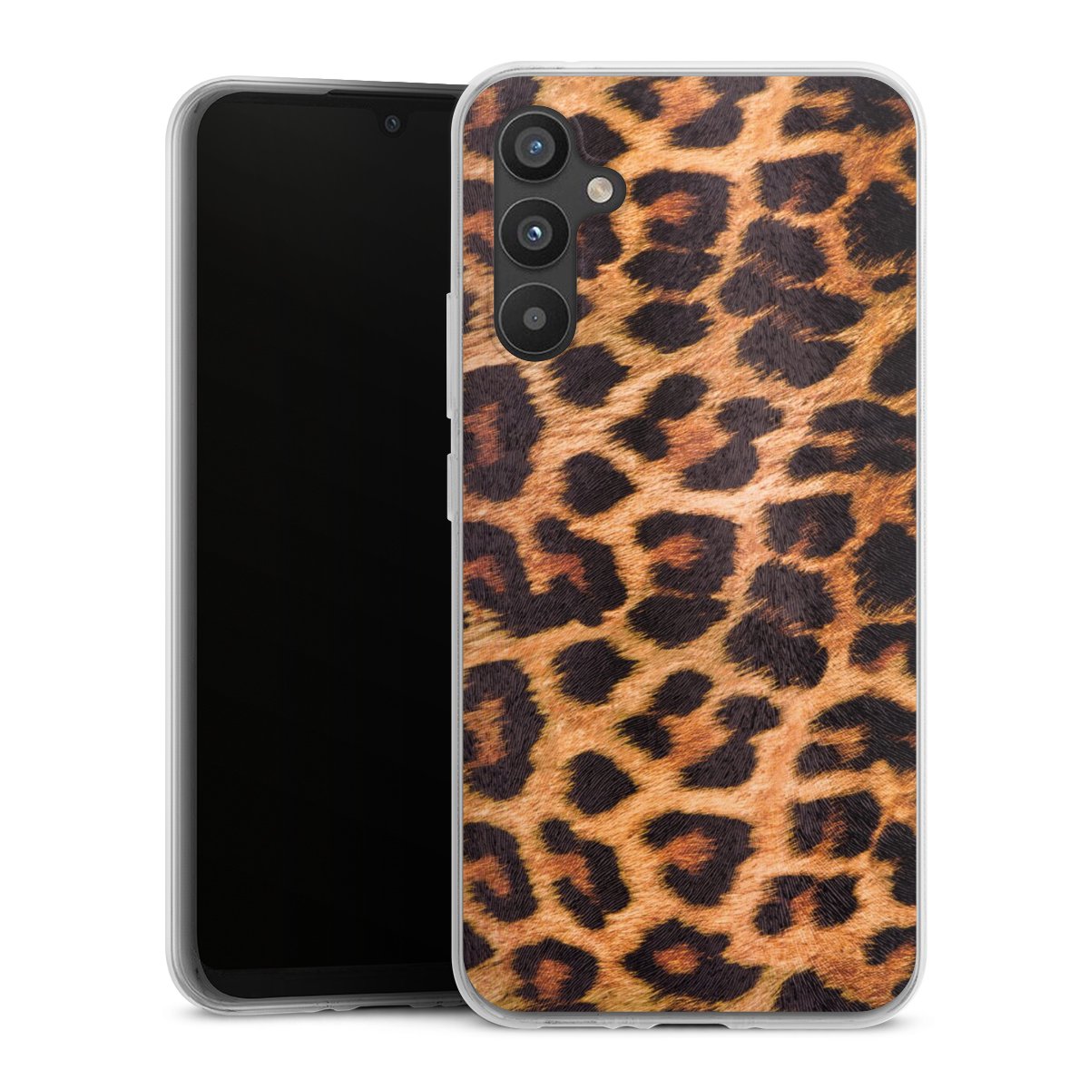 Galaxy A34 5G Handy Silikon Hülle Case transparent Handyhülle Animal Print Leopard Fur Silikon Case