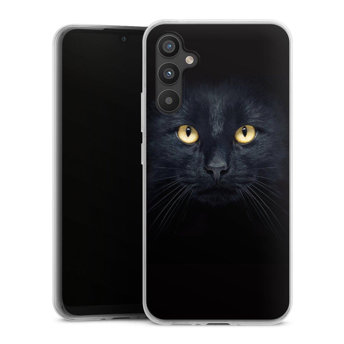 Galaxy A34 5G Handy Silikon Hülle Case transparent Handyhülle Eye Cat Black Silikon Case