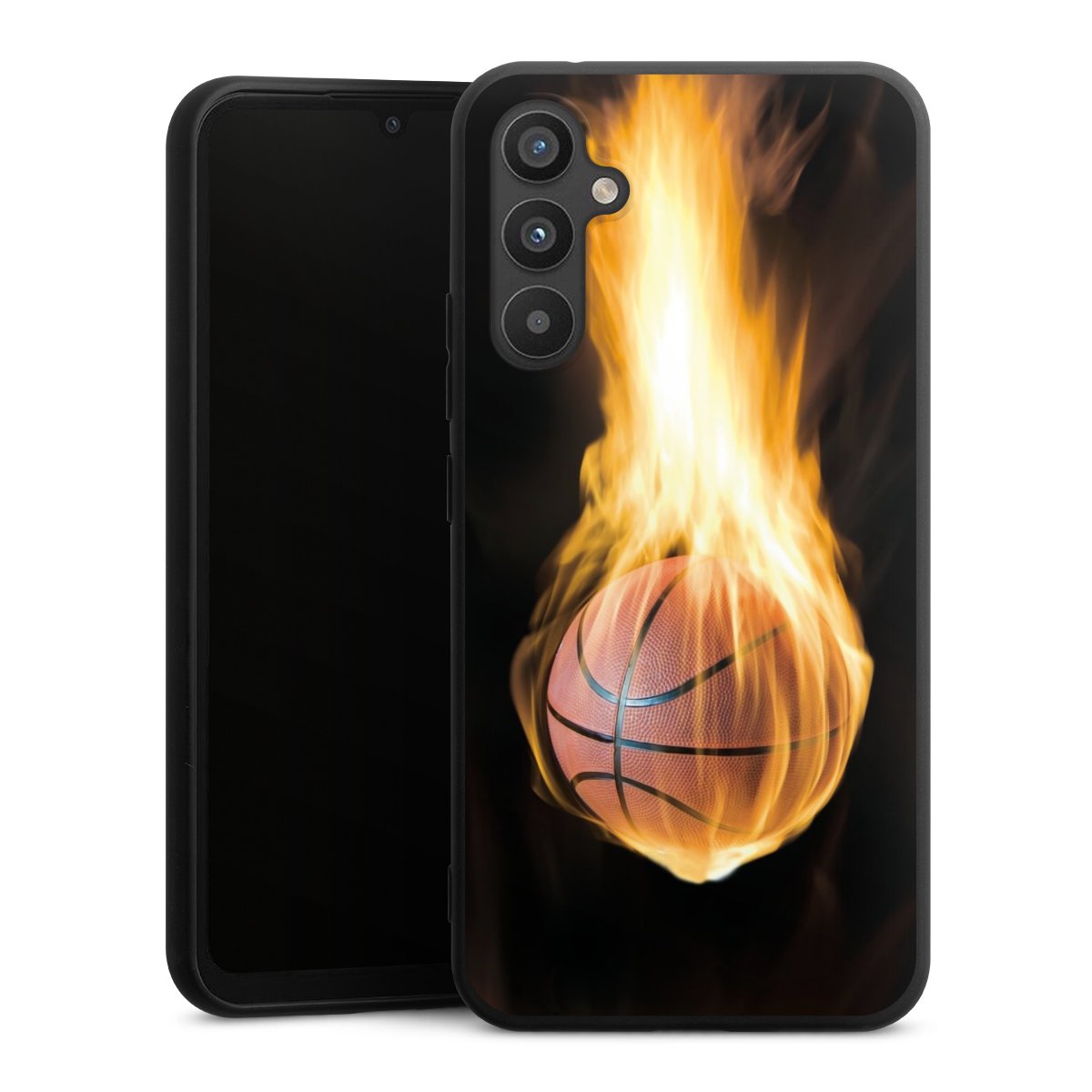 Galaxy A34 5G Handy Premium Silikon Hülle Handyhülle schwarz Case Basketball Sports Fire Silikon Premium Case