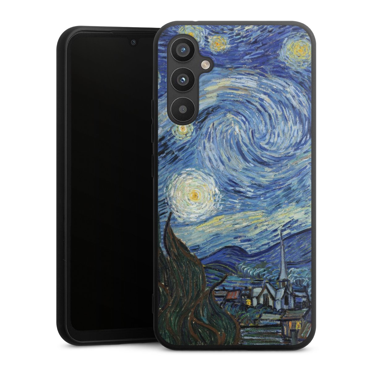 Galaxy A34 5G Handy Premium Silikon Hülle Handyhülle schwarz Case The Starry Night Kunst Vincent Van Gogh Silikon Premium Case