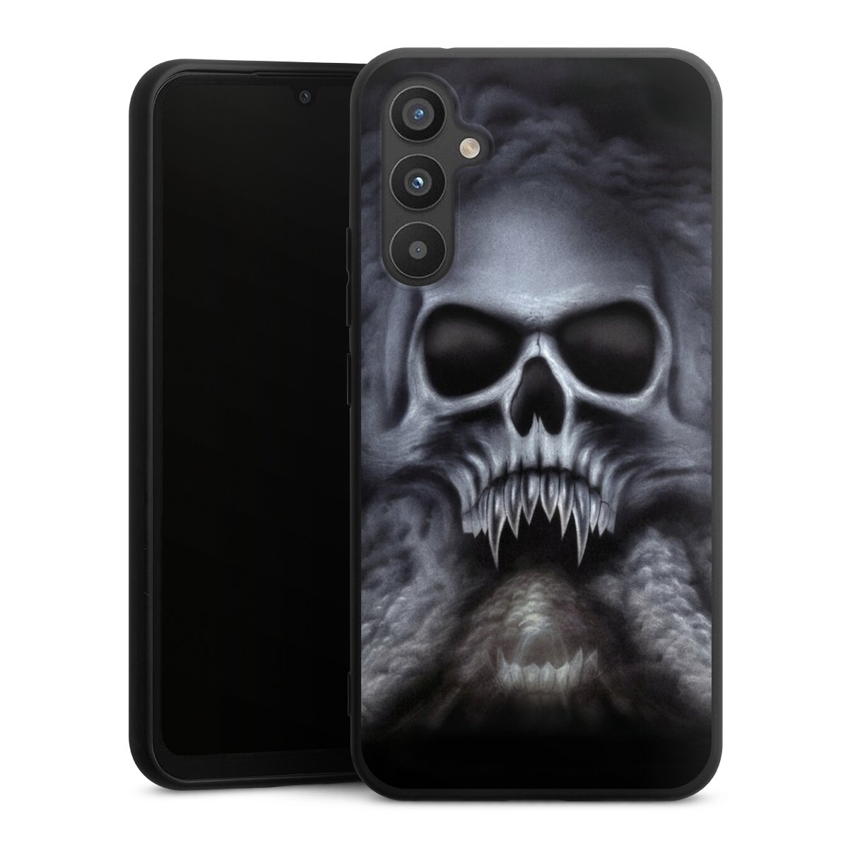 Galaxy A34 5G Handy Premium Silikon Hülle Handyhülle schwarz Case Totenkopf Skull Silikon Premium Case