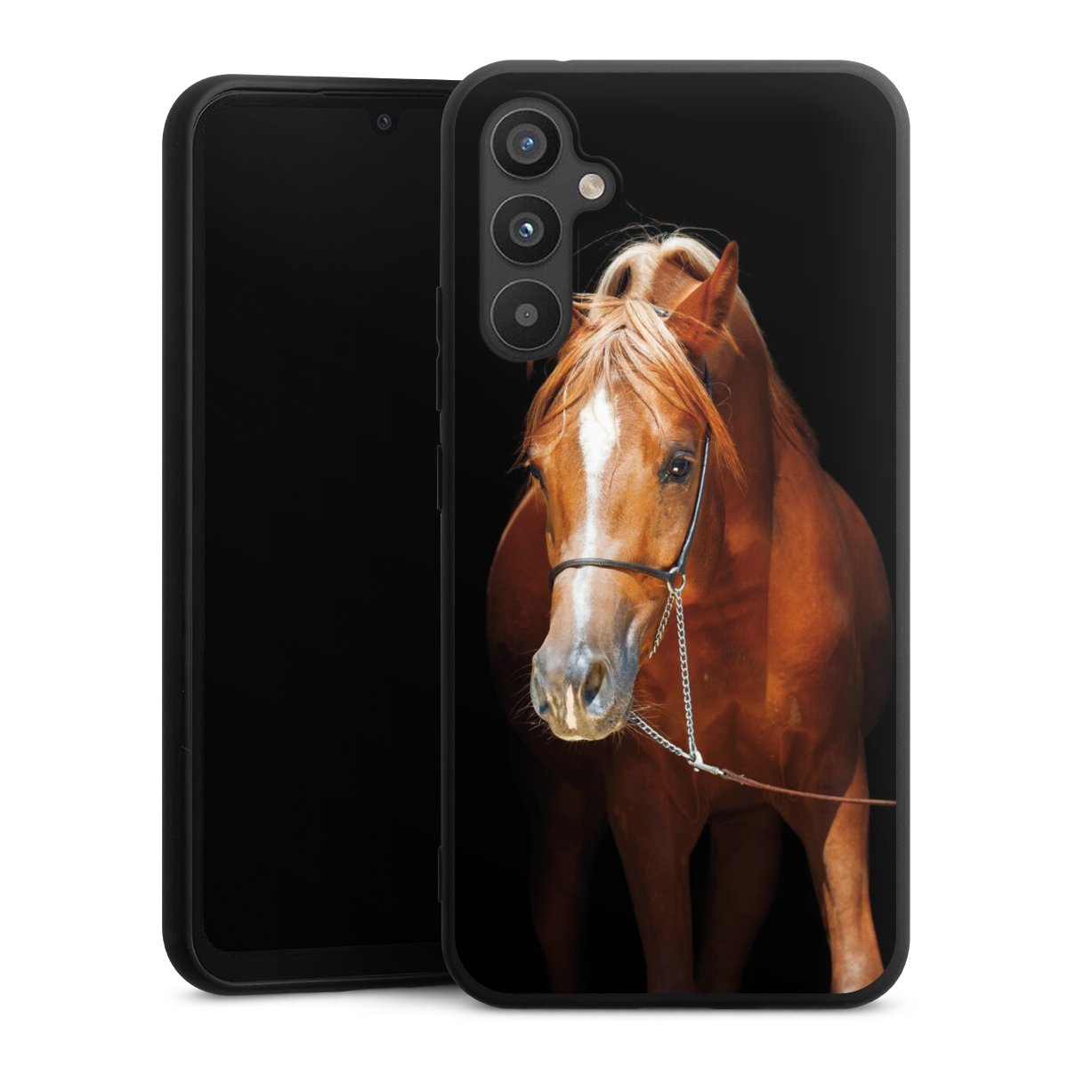 Galaxy A34 5G Handy Premium Silikon Hülle Handyhülle schwarz Case Mare Horse Hobby Silikon Premium Case