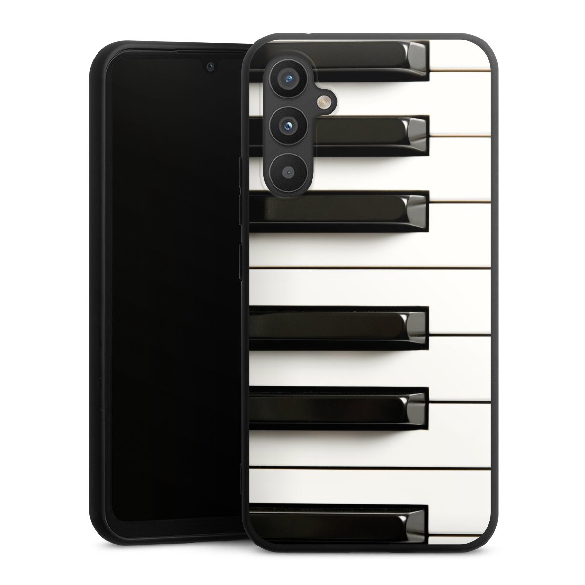 Galaxy A34 5G Handy Premium Silikon Hülle Handyhülle schwarz Case Klavier Piano Music Silikon Premium Case