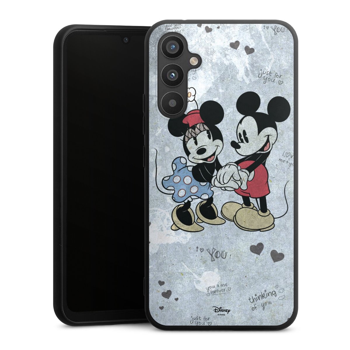 Galaxy A34 5G Handy Premium Silikon Hülle Handyhülle schwarz Case Mickey & Minnie Mouse Vintage Disney Silikon Premium Case